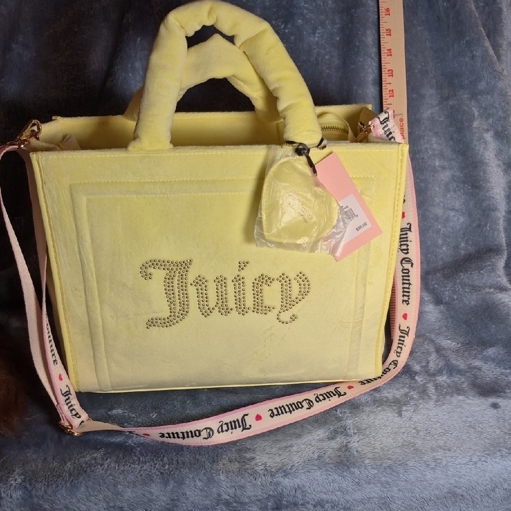 Juicy Couture "Yellow Pear" Extra Spender Velour Tote Bag